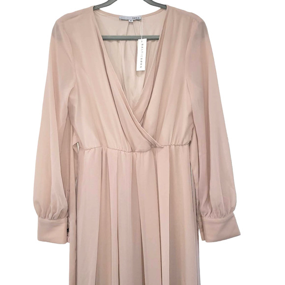 Baltic Born Lydia Maxi Dress in Natural V-Neck Cuff Long Sleeve Chiffon Dress M - Picture 10 of 12